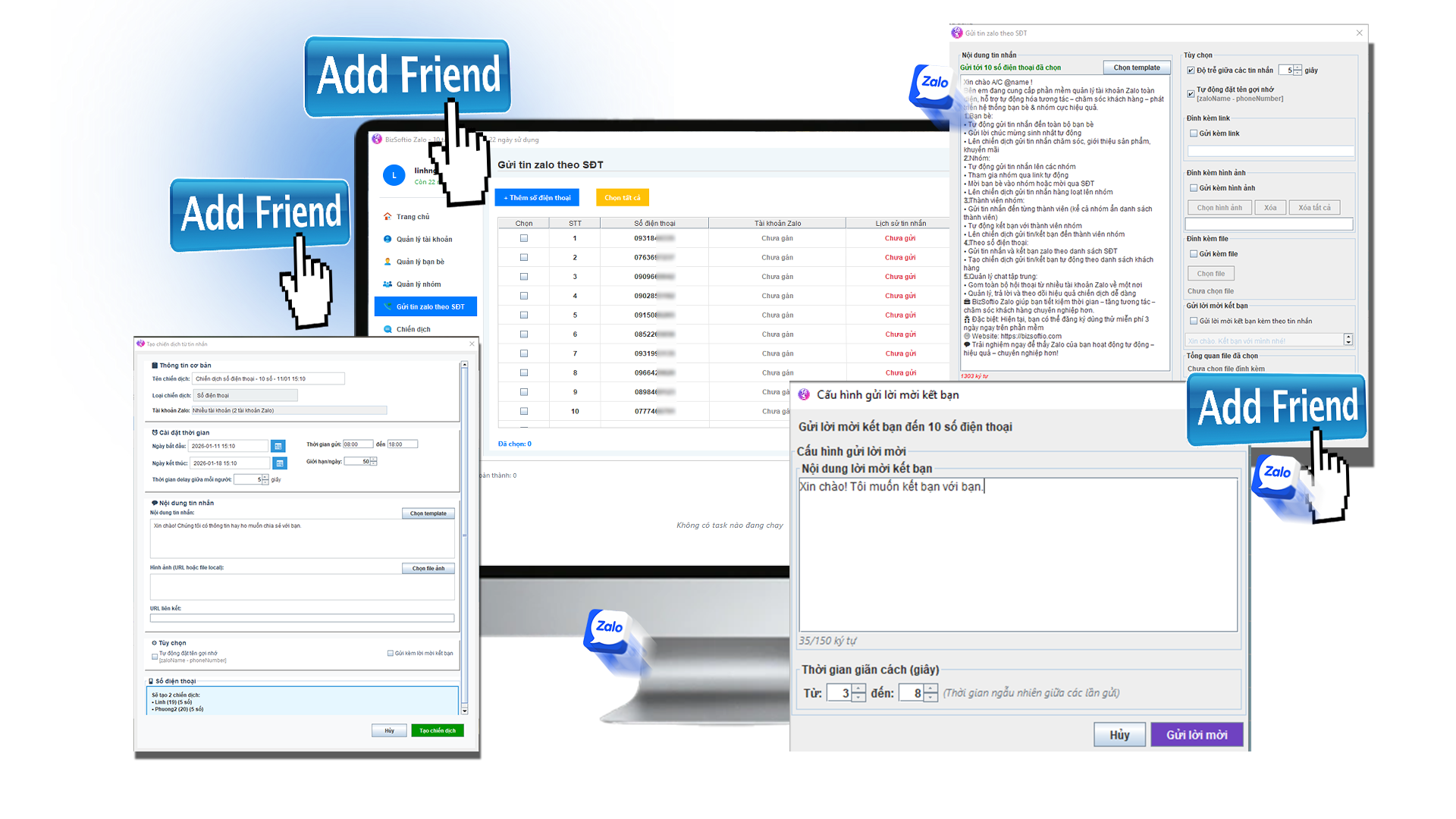 Kết bạn, nhắn tin